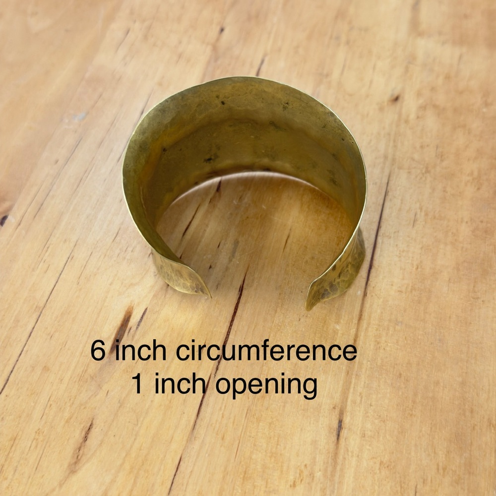 Modernist Solid Brass Satin Hand Hammered Finish Curve Cuff Bangle Bracelet - Picture 12 of 13